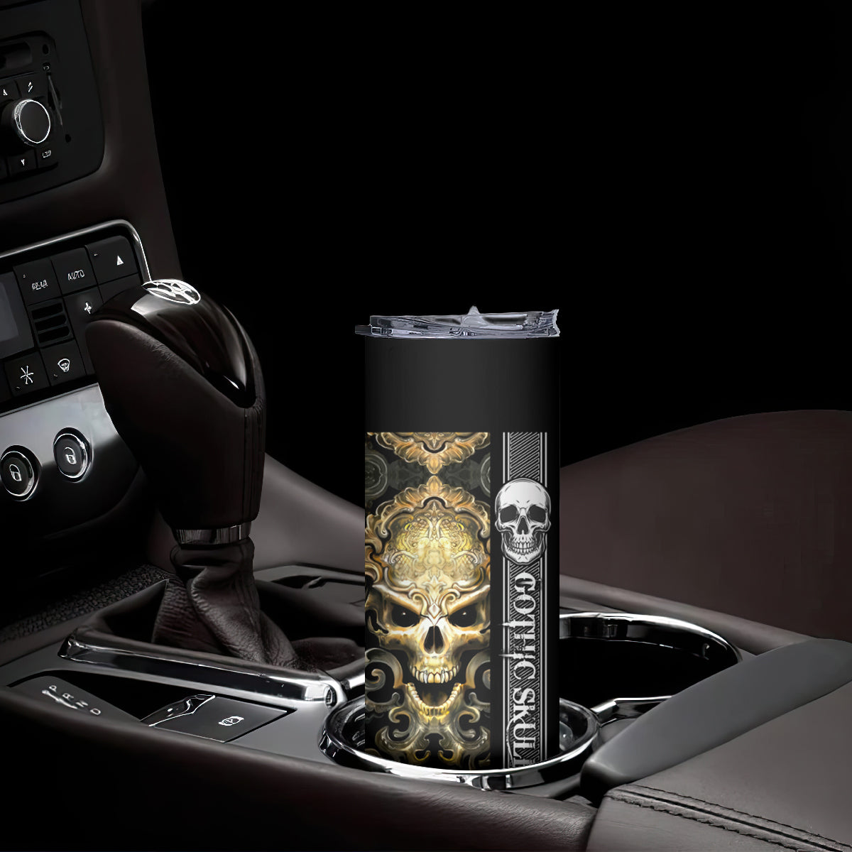 Golden Gothic Skull Skinny Tumbler Embracing Ancient Elegance - Wonder Print Shop
