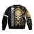 Golden Gothic Skull Sleeve Zip Bomber Jacket Embracing Ancient Elegance - Wonder Print Shop