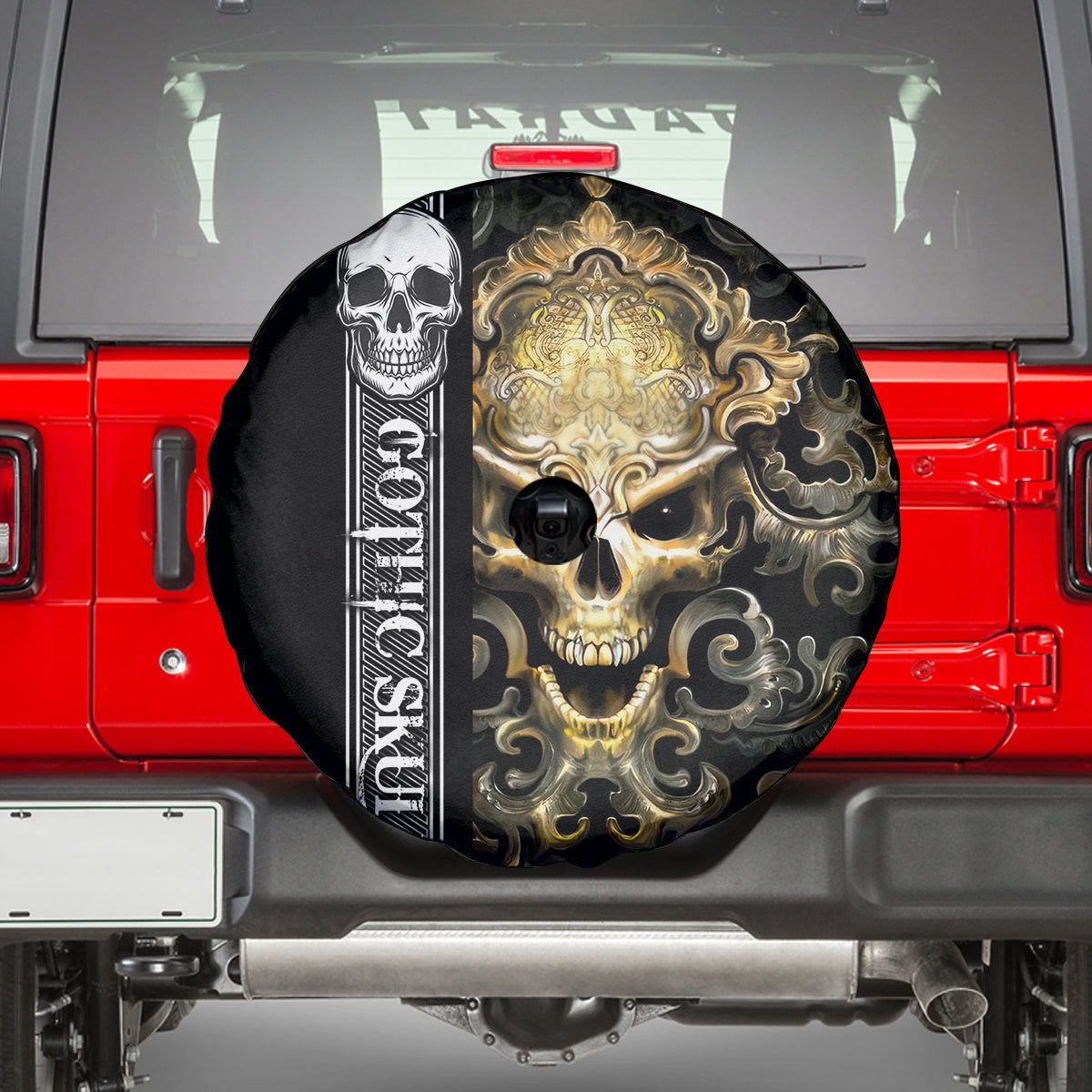 Golden Gothic Skull Spare Tire Cover Embracing Ancient Elegance - Wonder Print Shop
