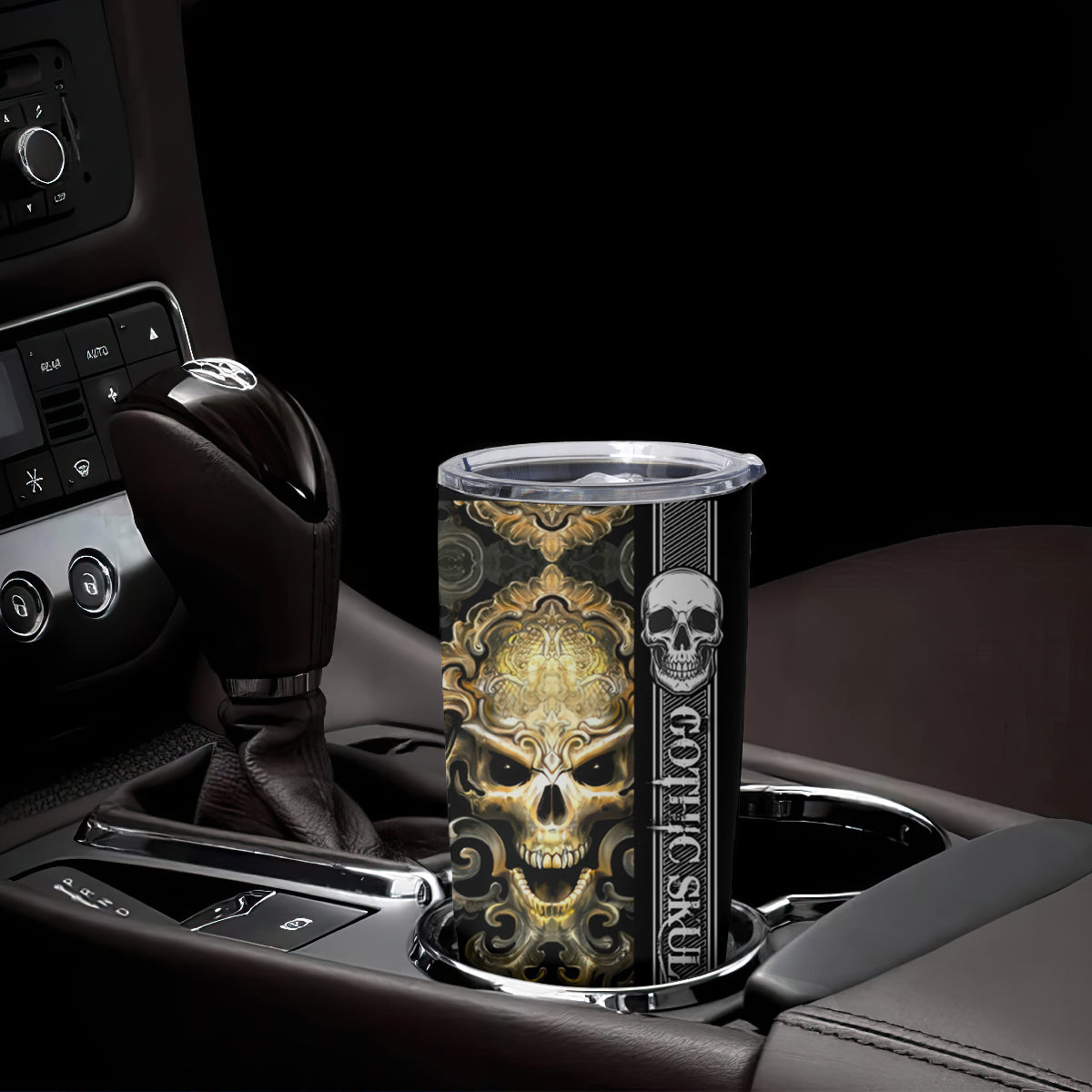 Golden Gothic Skull Tumbler Cup Embracing Ancient Elegance - Wonder Print Shop