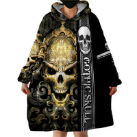 Golden Gothic Skull Wearable Blanket Hoodie Embracing Ancient Elegance - Wonder Print Shop