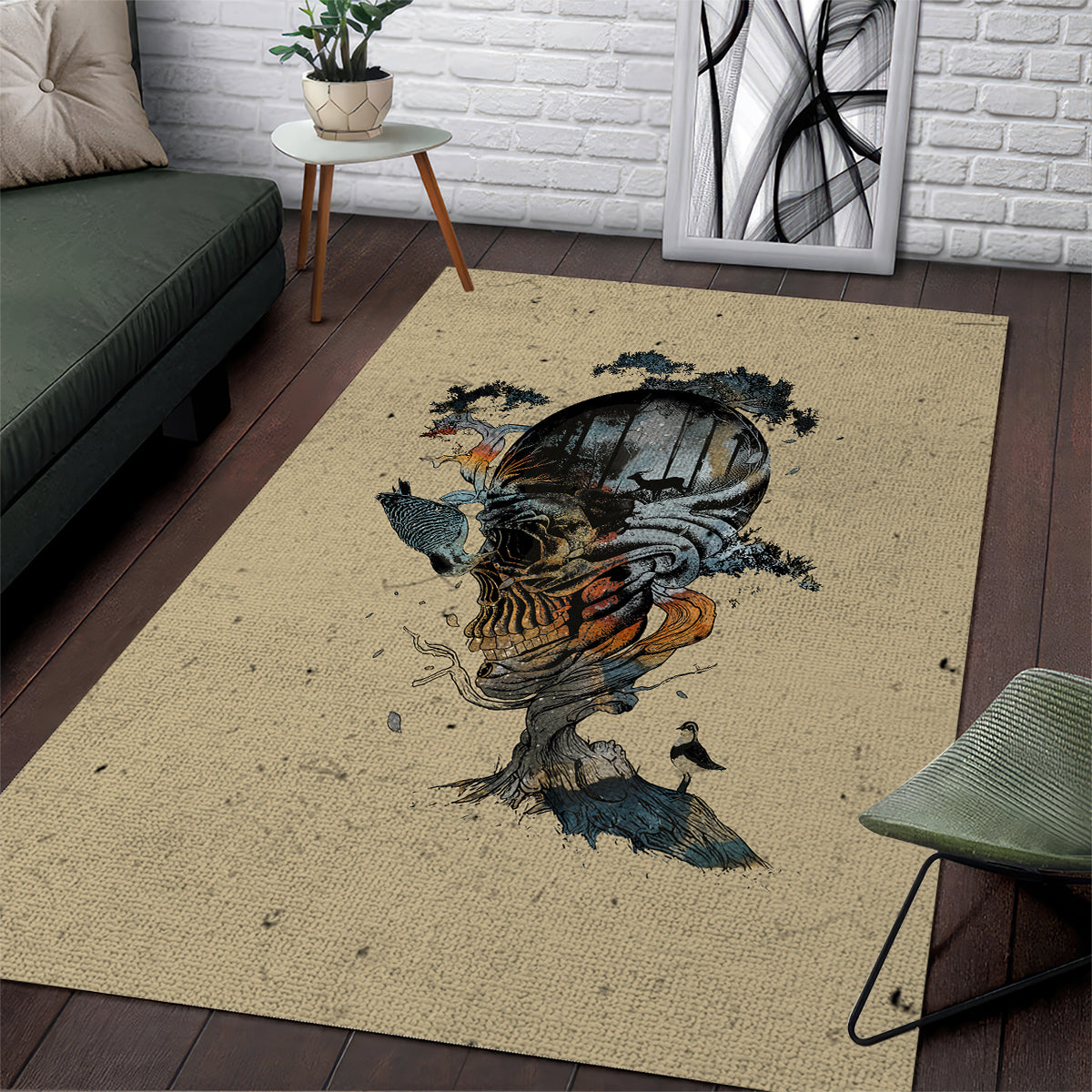 Skull Area Rug Hello Darkness My Old Friend - Wonder Print Shop