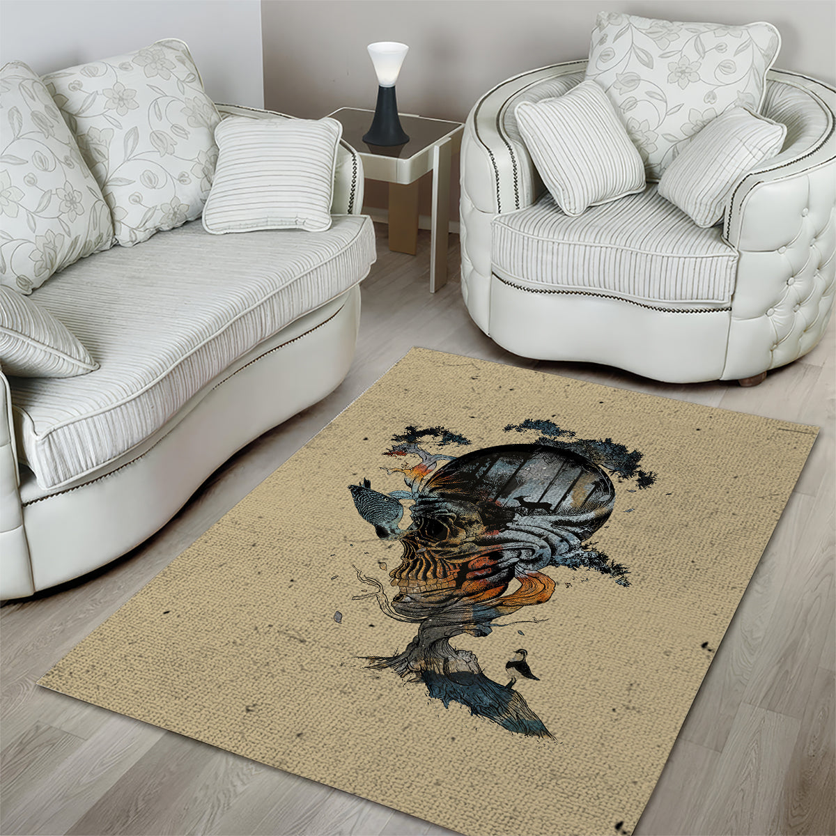 Skull Area Rug Hello Darkness My Old Friend - Wonder Print Shop