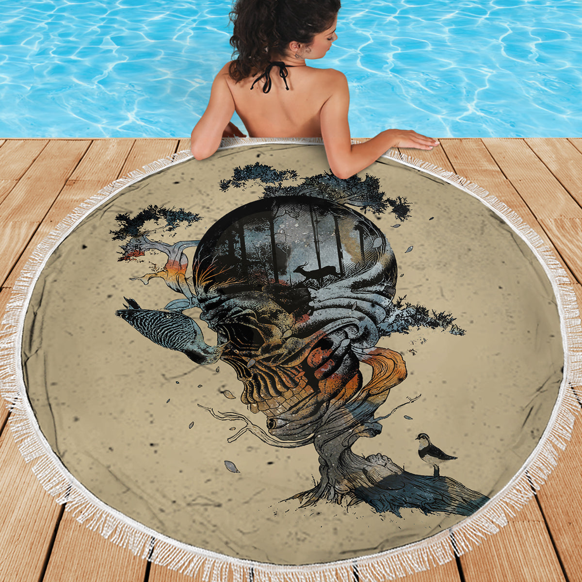 Skull Beach Blanket Hello Darkness My Old Friend - Wonder Print Shop