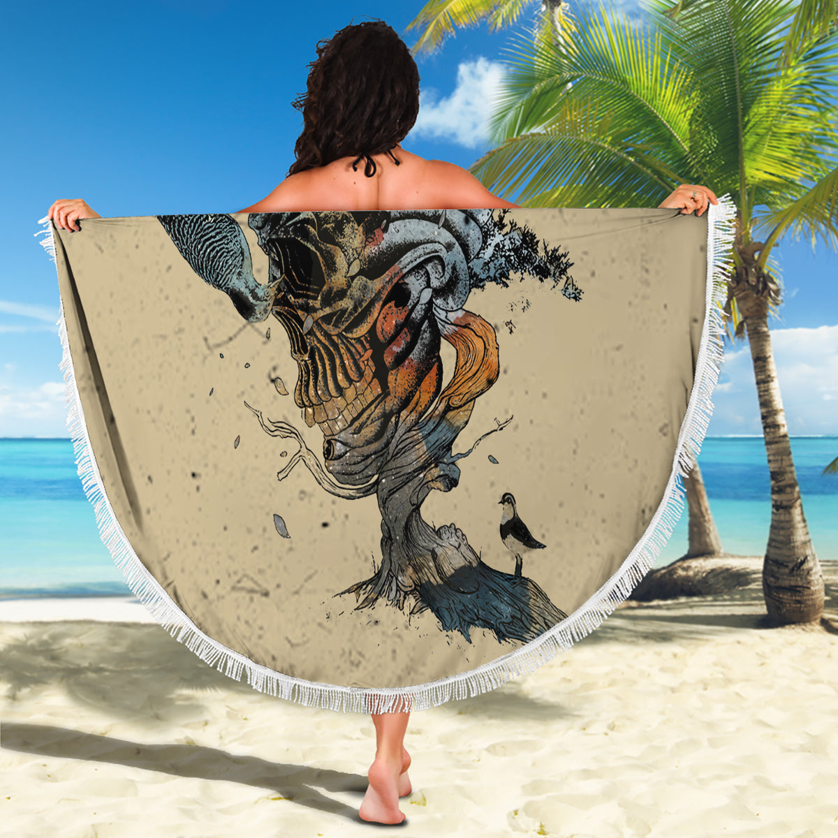 Skull Beach Blanket Hello Darkness My Old Friend - Wonder Print Shop