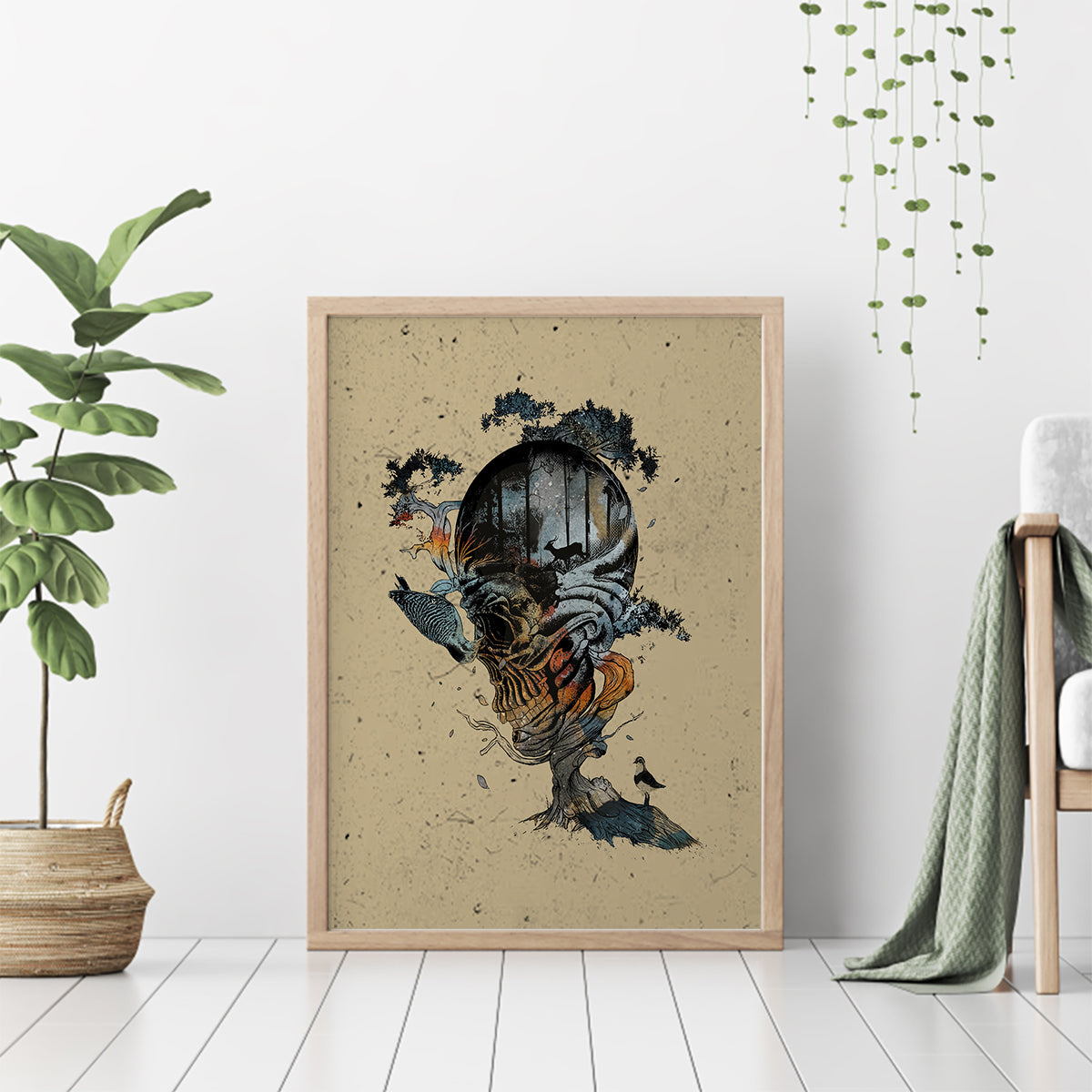 Skull Canvas Wall Art Hello Darkness My Old Friend - Wonder Print Shop