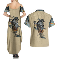 Skull Couples Matching Summer Maxi Dress and Hawaiian Shirt Hello Darkness My Old Friend - Wonder Print Shop
