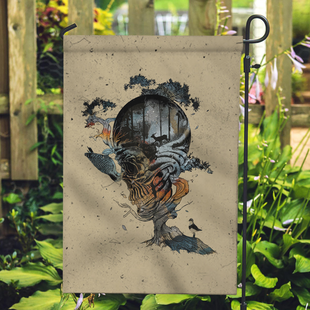 Skull Garden Flag Hello Darkness My Old Friend - Wonder Print Shop