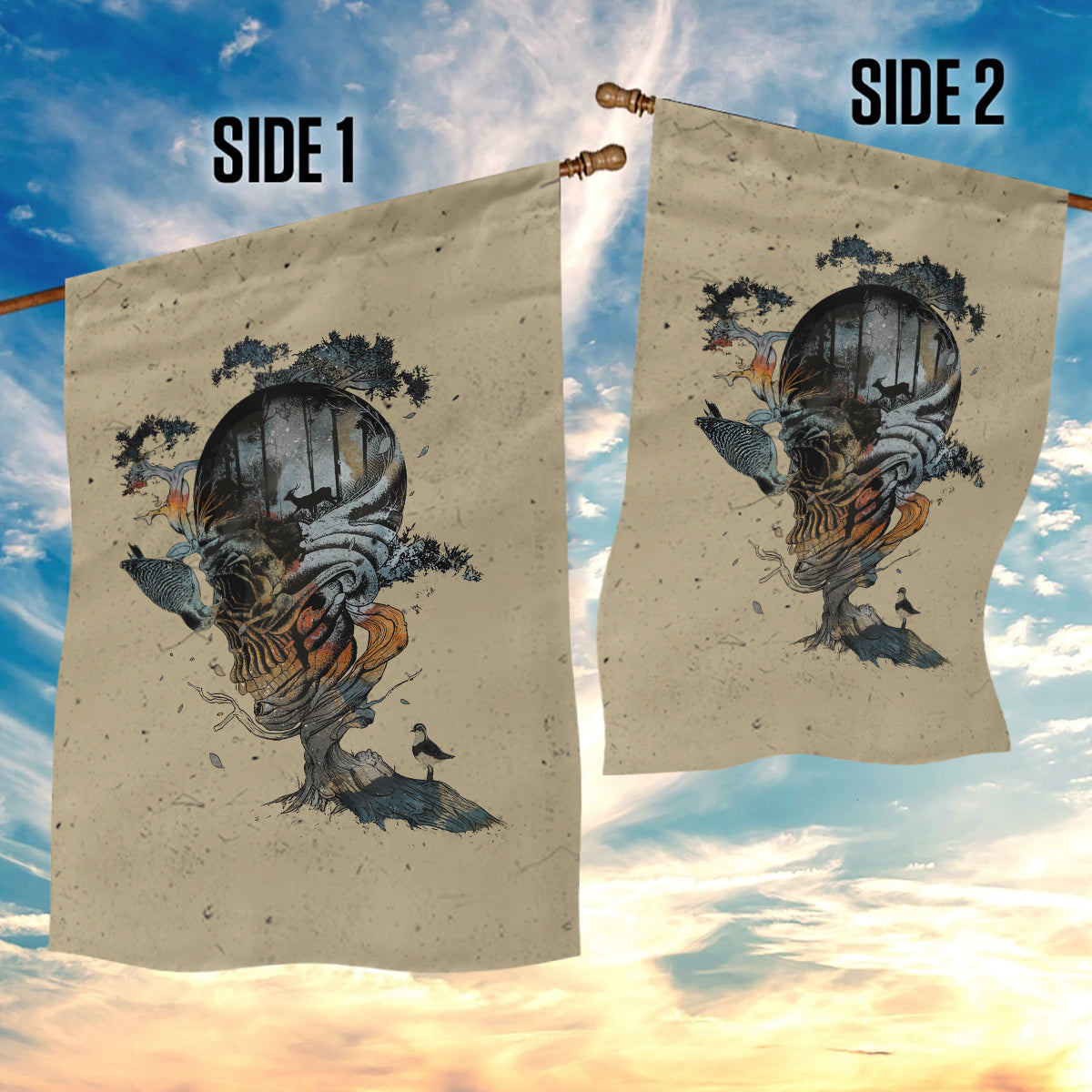 Skull Garden Flag Hello Darkness My Old Friend - Wonder Print Shop