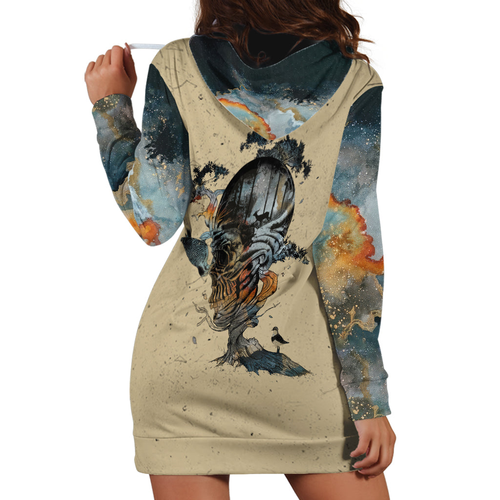 Skull Hoodie Dress Hello Darkness My Old Friend - Wonder Print Shop