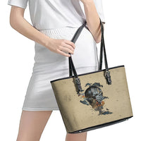 Skull Leather Tote Bag Hello Darkness My Old Friend - Wonder Print Shop