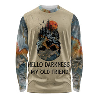 Skull Long Sleeve Shirt Hello Darkness My Old Friend - Wonder Print Shop
