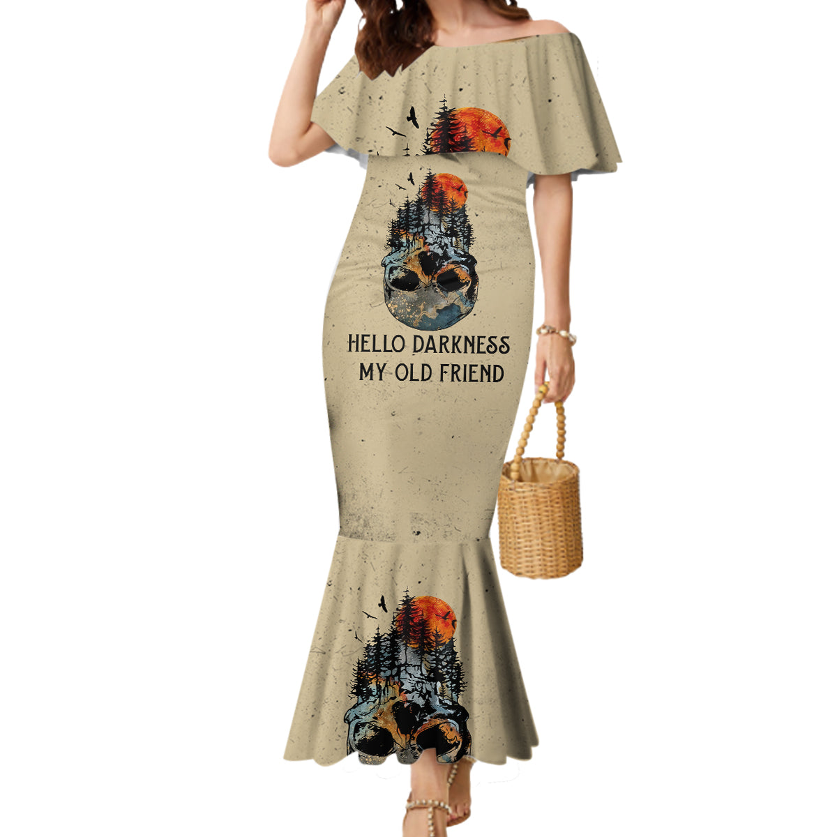 Skull Mermaid Dress Hello Darkness My Old Friend - Wonder Print Shop