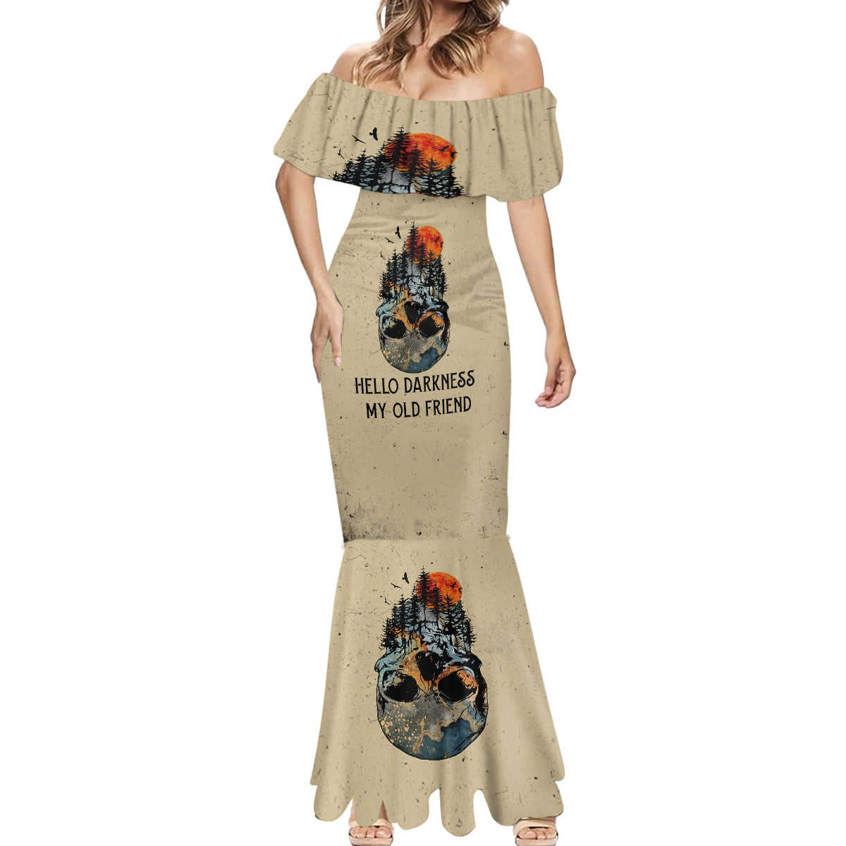 Skull Mermaid Dress Hello Darkness My Old Friend - Wonder Print Shop