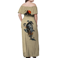 Skull Off Shoulder Maxi Dress Hello Darkness My Old Friend - Wonder Print Shop