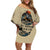 Skull Off Shoulder Short Dress Hello Darkness My Old Friend - Wonder Print Shop