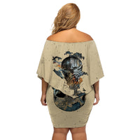 Skull Off Shoulder Short Dress Hello Darkness My Old Friend - Wonder Print Shop