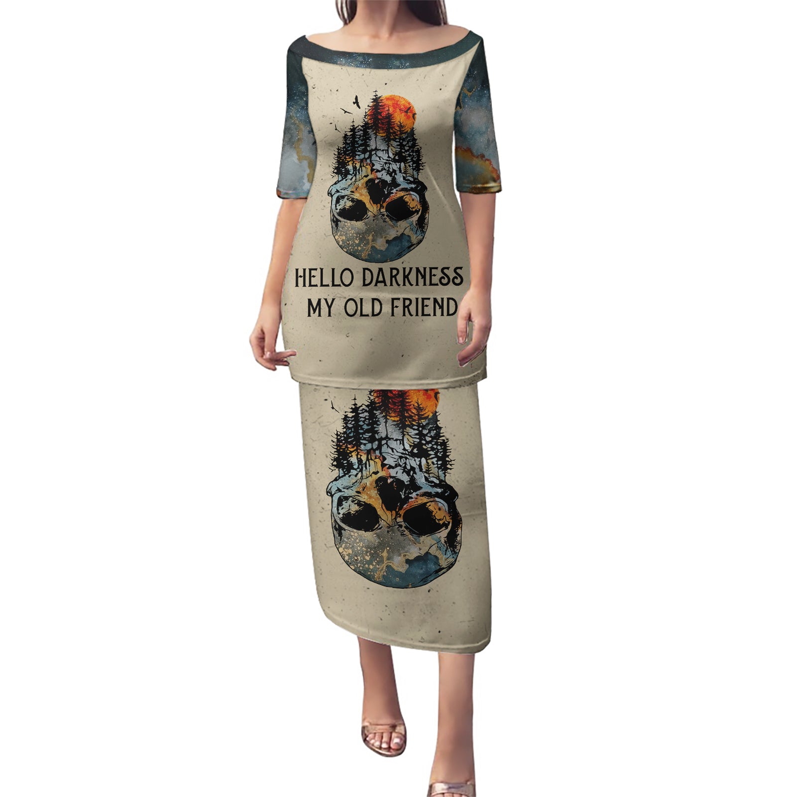 Skull Puletasi Hello Darkness My Old Friend - Wonder Print Shop