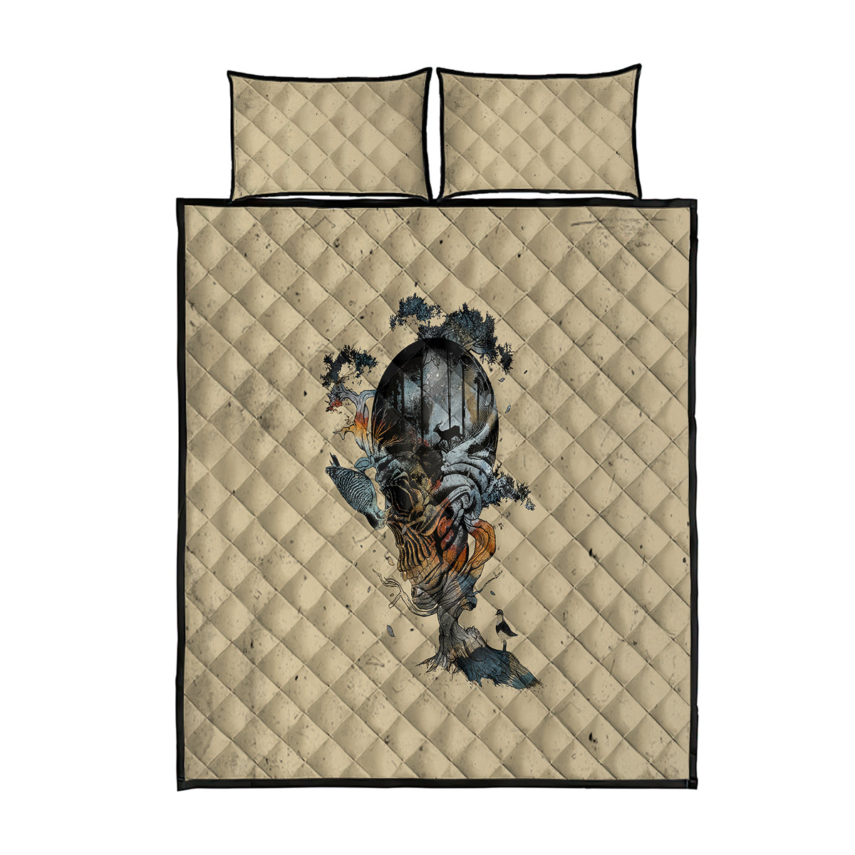 Skull Quilt Bed Set Hello Darkness My Old Friend - Wonder Print Shop