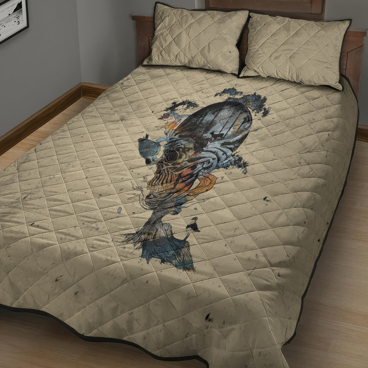 Skull Quilt Bed Set Hello Darkness My Old Friend - Wonder Print Shop