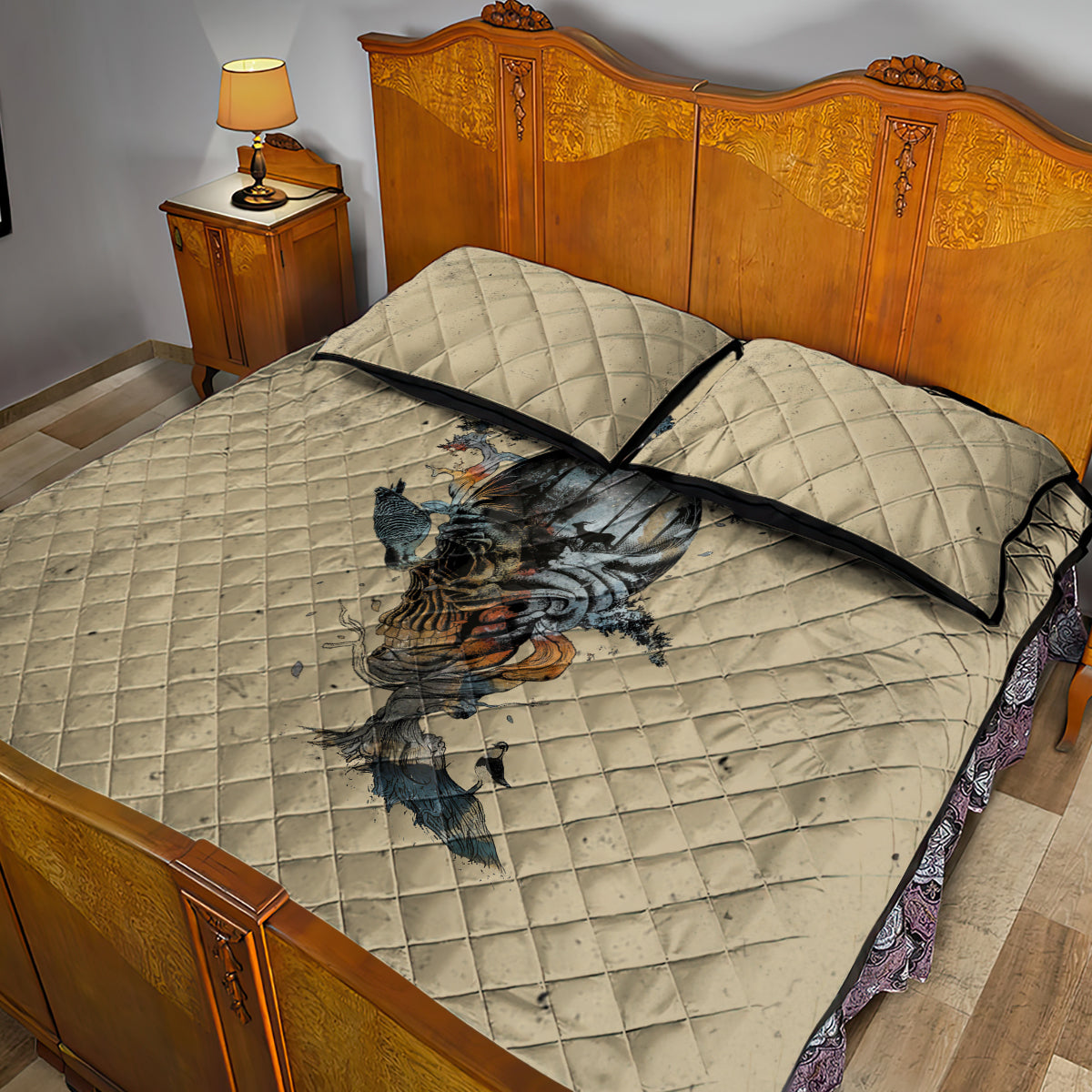 Skull Quilt Bed Set Hello Darkness My Old Friend - Wonder Print Shop