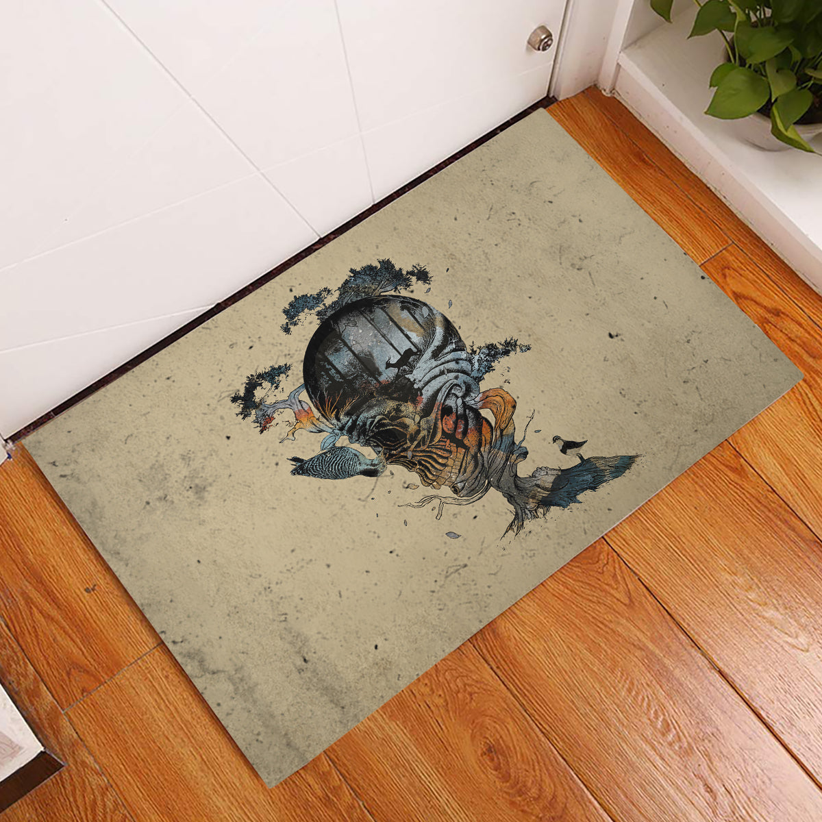Skull Rubber Doormat Hello Darkness My Old Friend - Wonder Print Shop