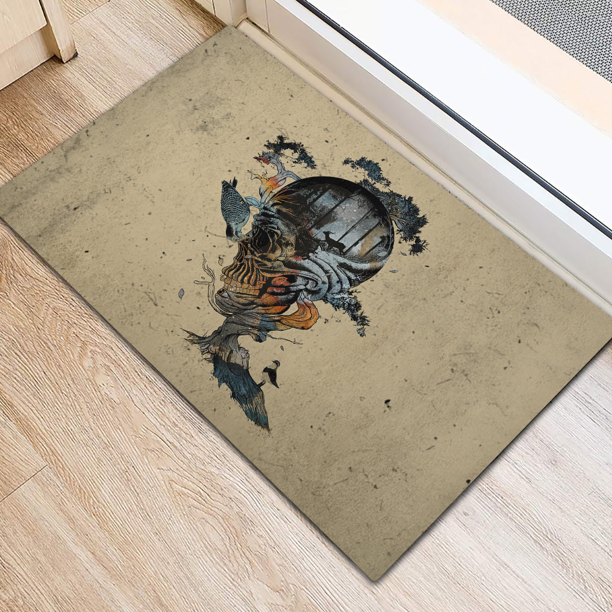 Skull Rubber Doormat Hello Darkness My Old Friend - Wonder Print Shop