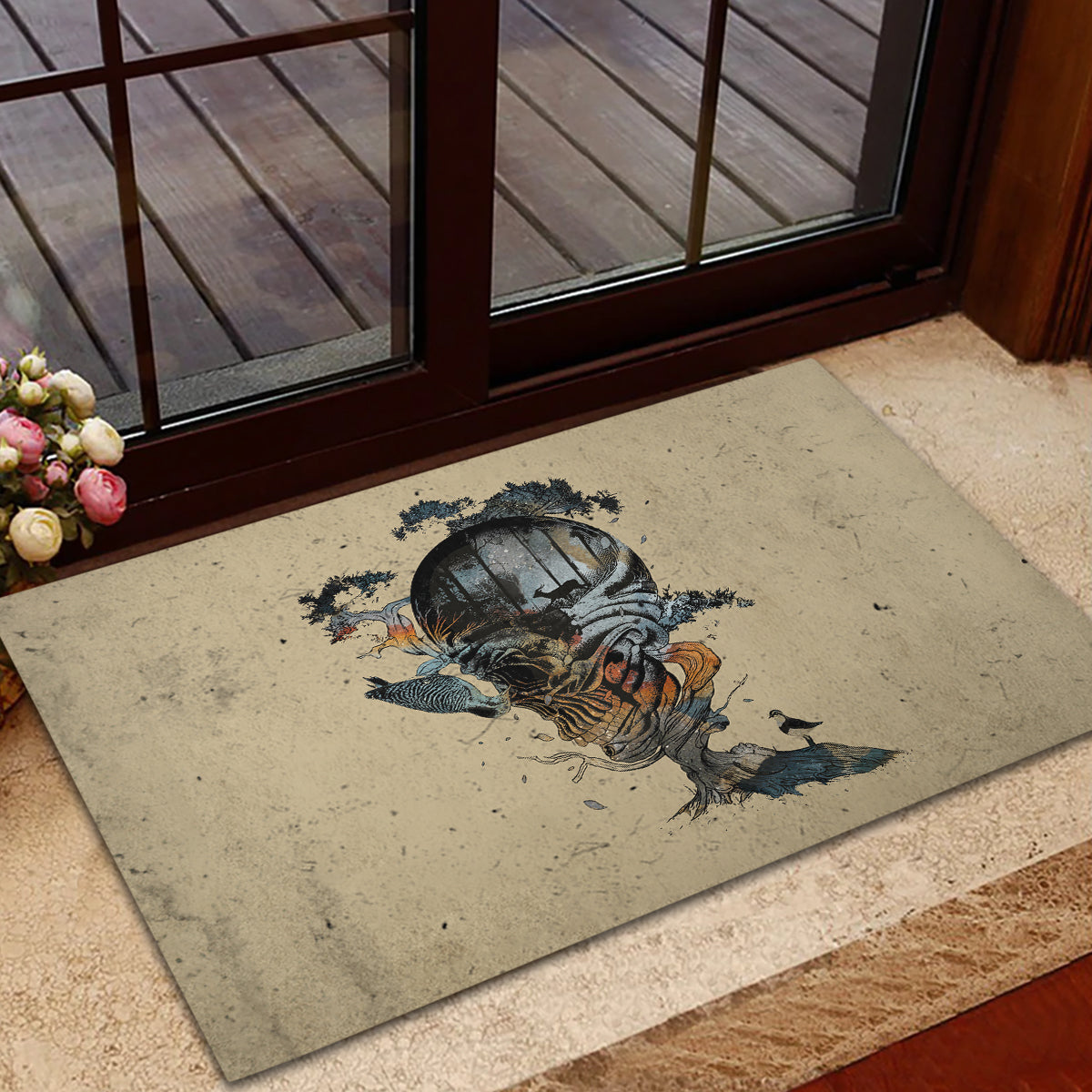 Skull Rubber Doormat Hello Darkness My Old Friend - Wonder Print Shop