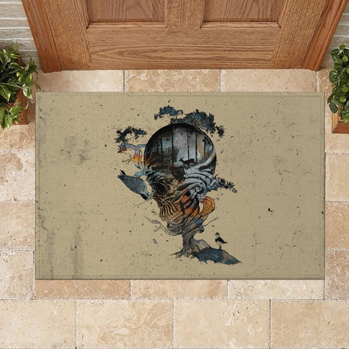 Skull Rubber Doormat Hello Darkness My Old Friend - Wonder Print Shop