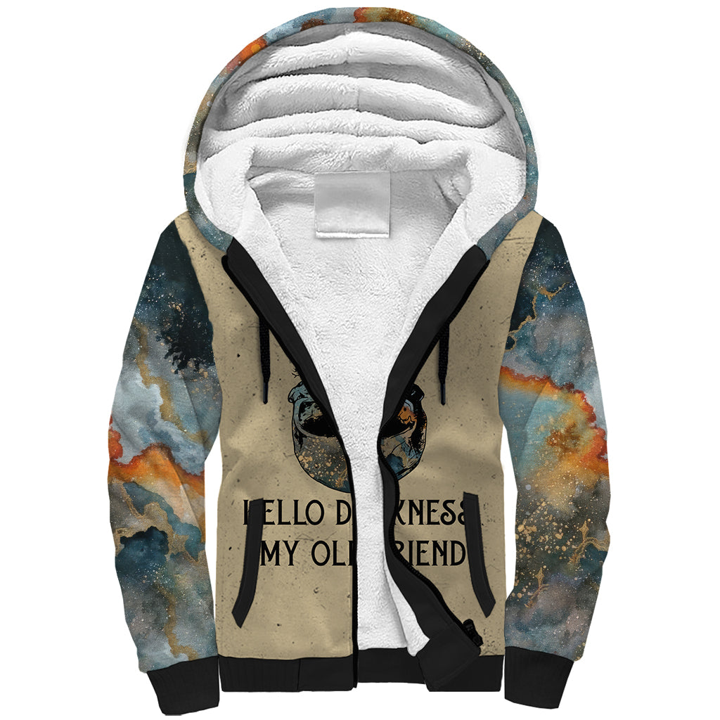 Skull Sherpa Hoodie Hello Darkness My Old Friend - Wonder Print Shop