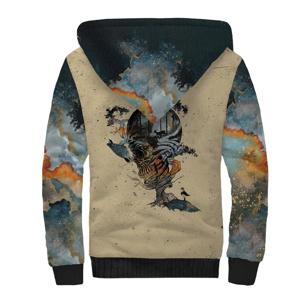 Skull Sherpa Hoodie Hello Darkness My Old Friend - Wonder Print Shop