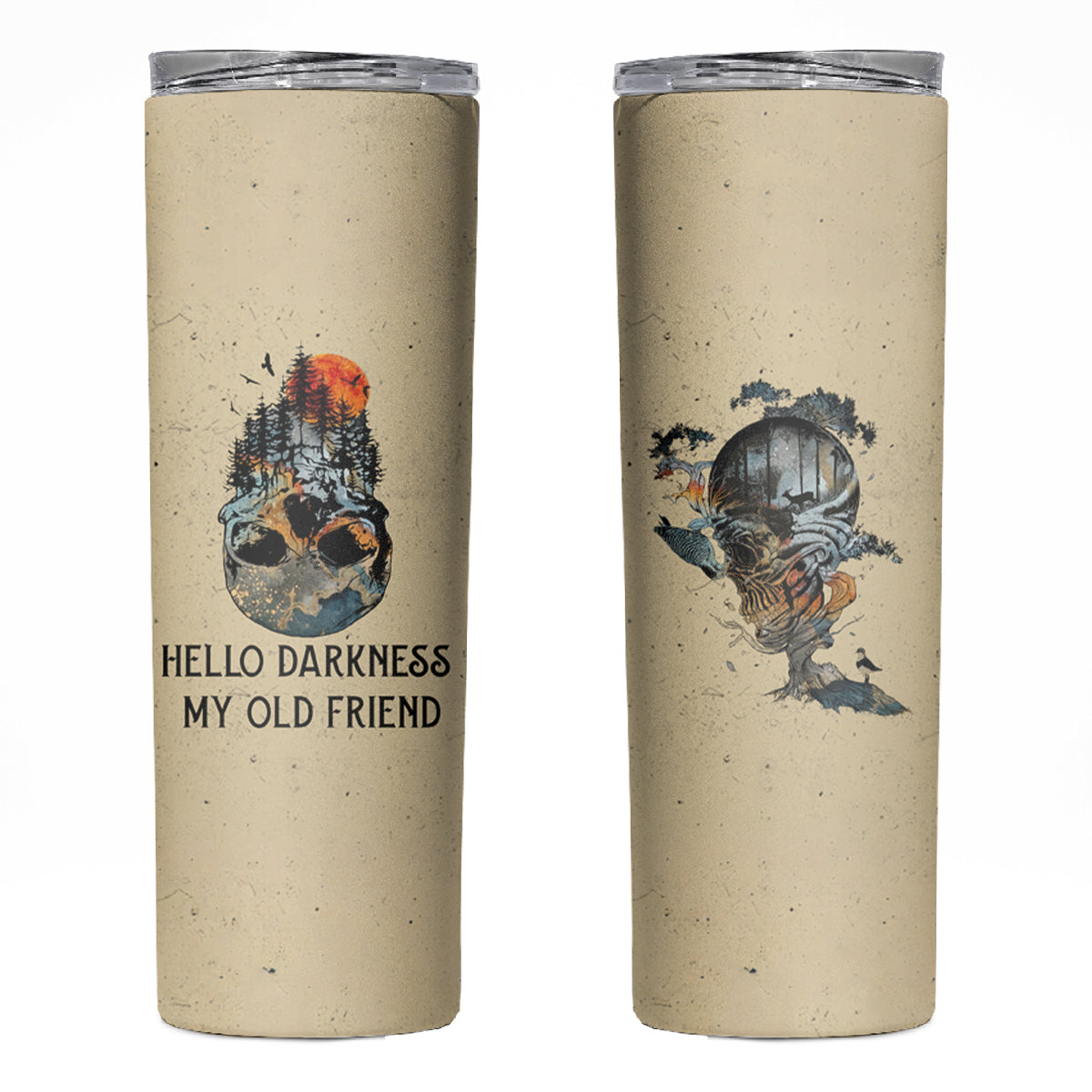 Skull Skinny Tumbler Hello Darkness My Old Friend - Wonder Print Shop