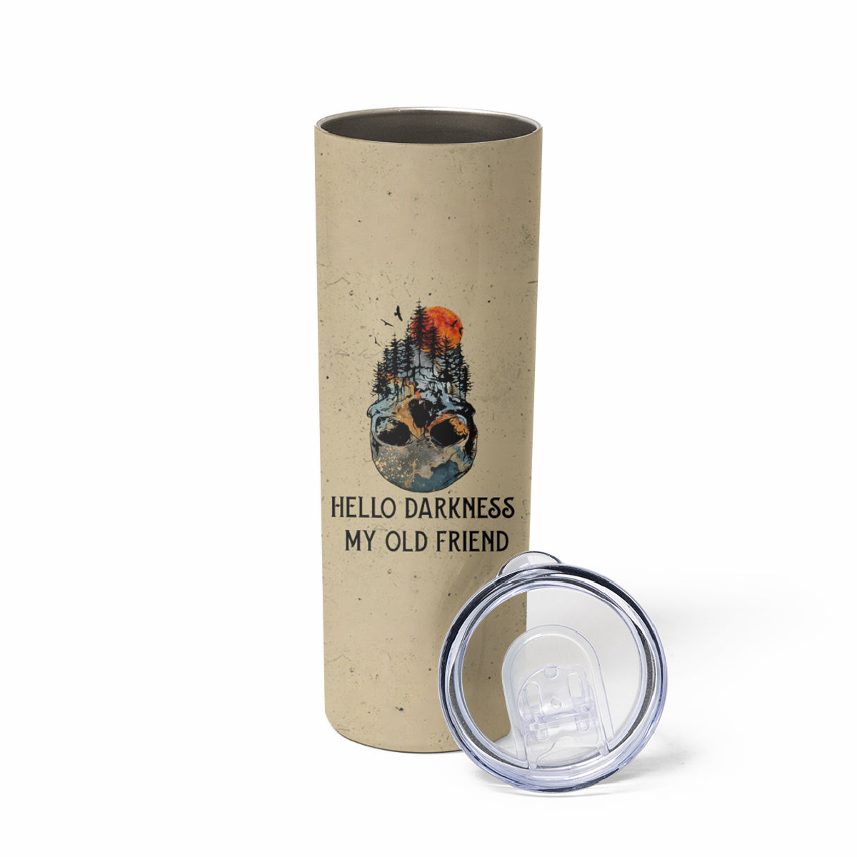 Skull Skinny Tumbler Hello Darkness My Old Friend - Wonder Print Shop