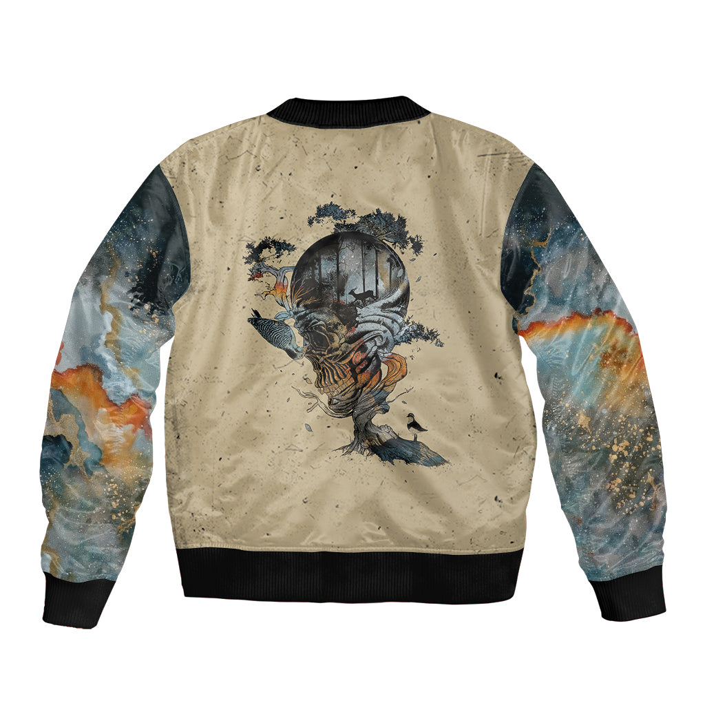 Skull Sleeve Zip Bomber Jacket Hello Darkness My Old Friend - Wonder Print Shop