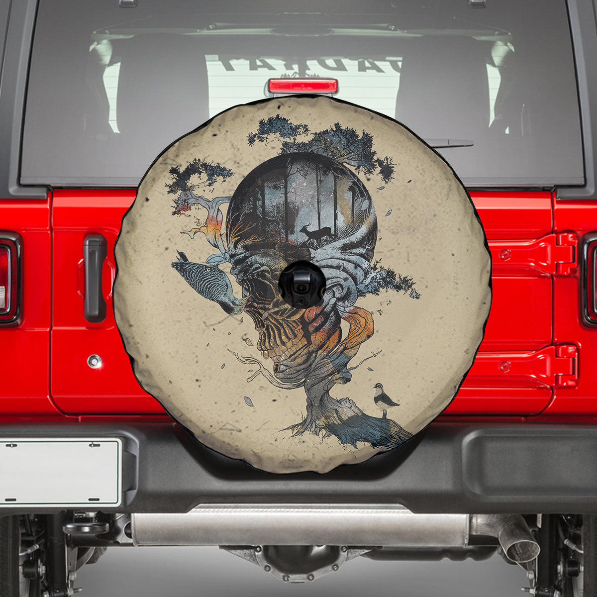 Skull Spare Tire Cover Hello Darkness My Old Friend - Wonder Print Shop