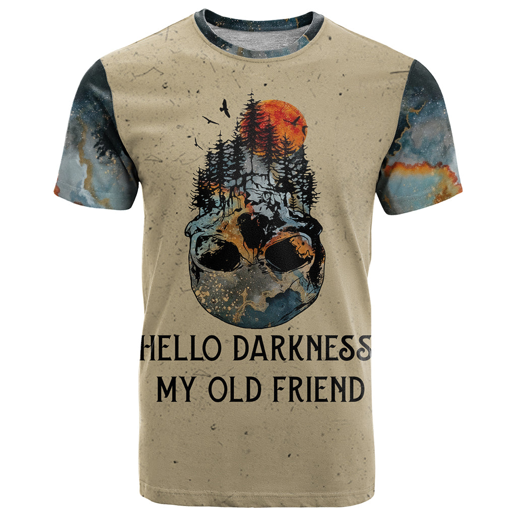 Skull T Shirt Hello Darkness My Old Friend - Wonder Print Shop