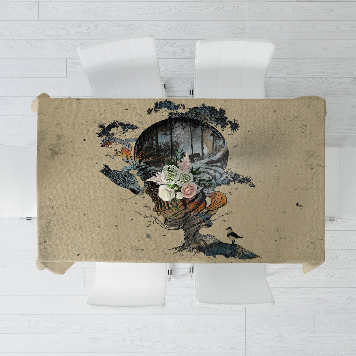Skull Tablecloth Hello Darkness My Old Friend - Wonder Print Shop