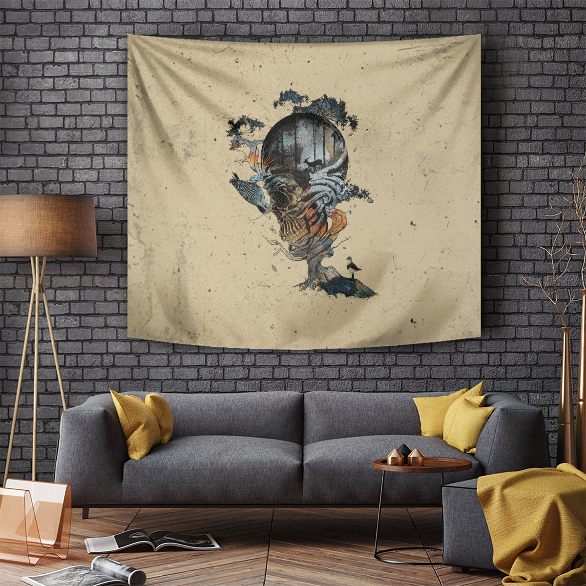 Skull Tapestry Hello Darkness My Old Friend - Wonder Print Shop