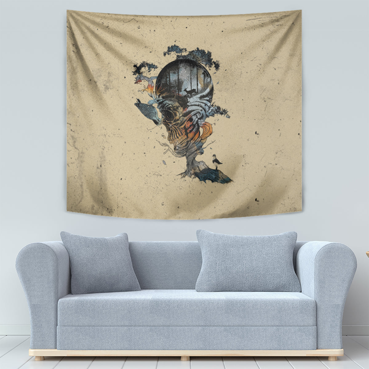 Skull Tapestry Hello Darkness My Old Friend - Wonder Print Shop