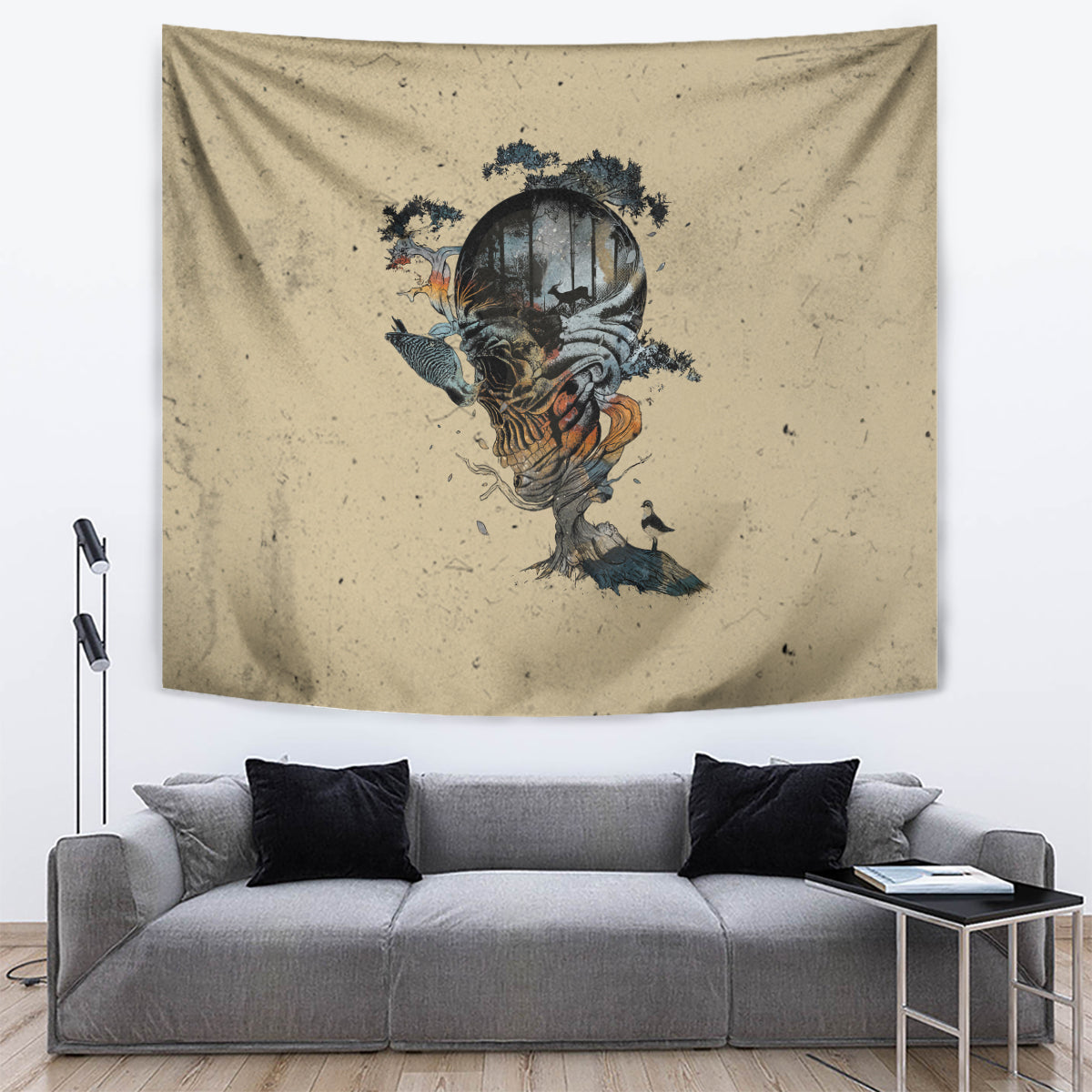 Skull Tapestry Hello Darkness My Old Friend - Wonder Print Shop