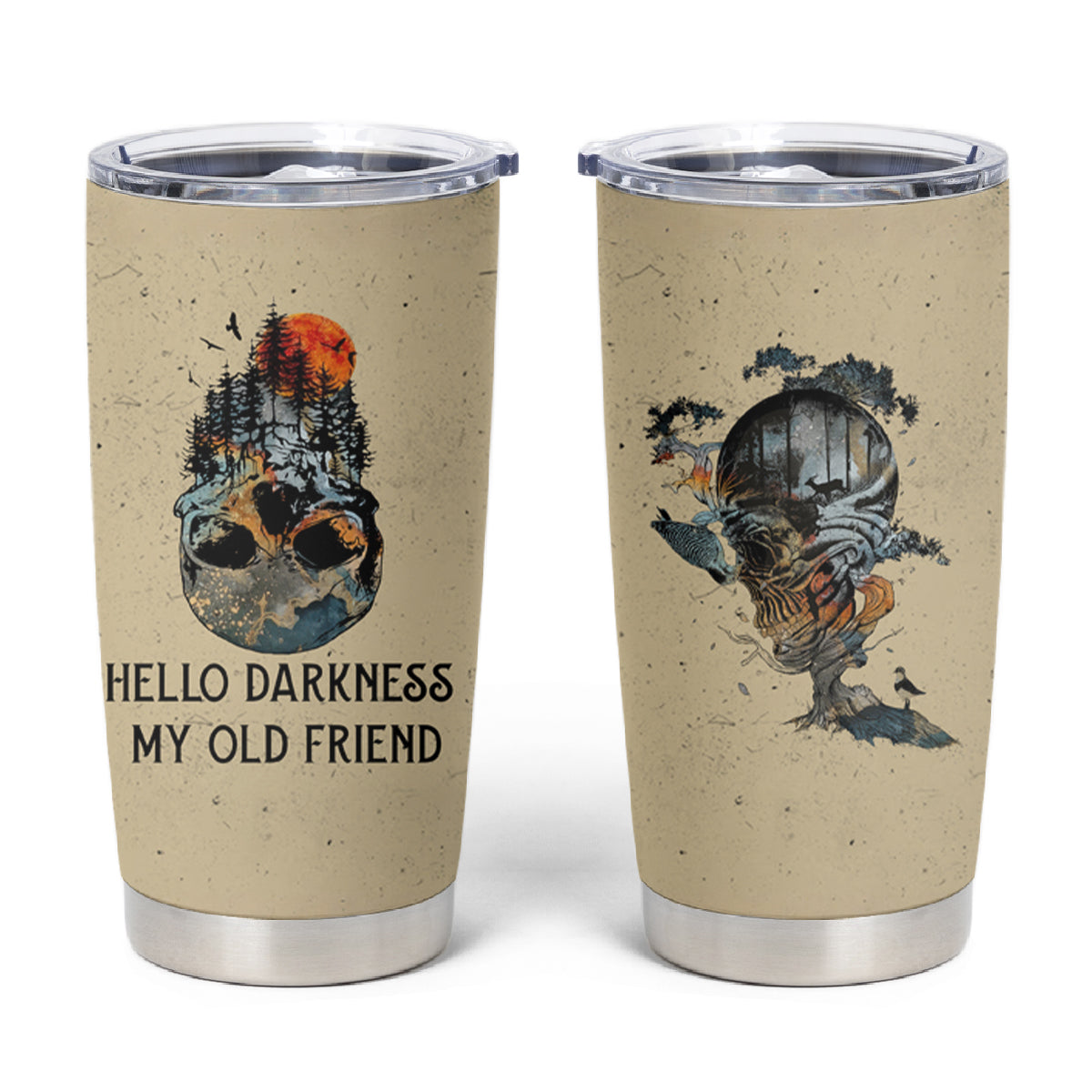 Skull Tumbler Cup Hello Darkness My Old Friend - Wonder Print Shop