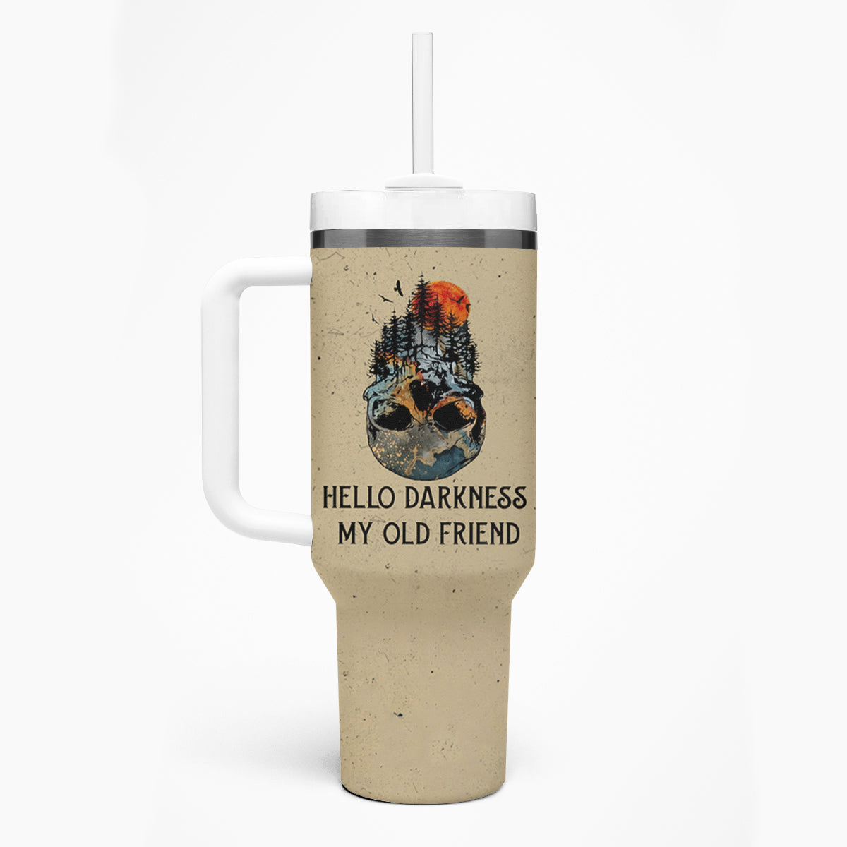 Skull Tumbler With Handle Hello Darkness My Old Friend - Wonder Print Shop