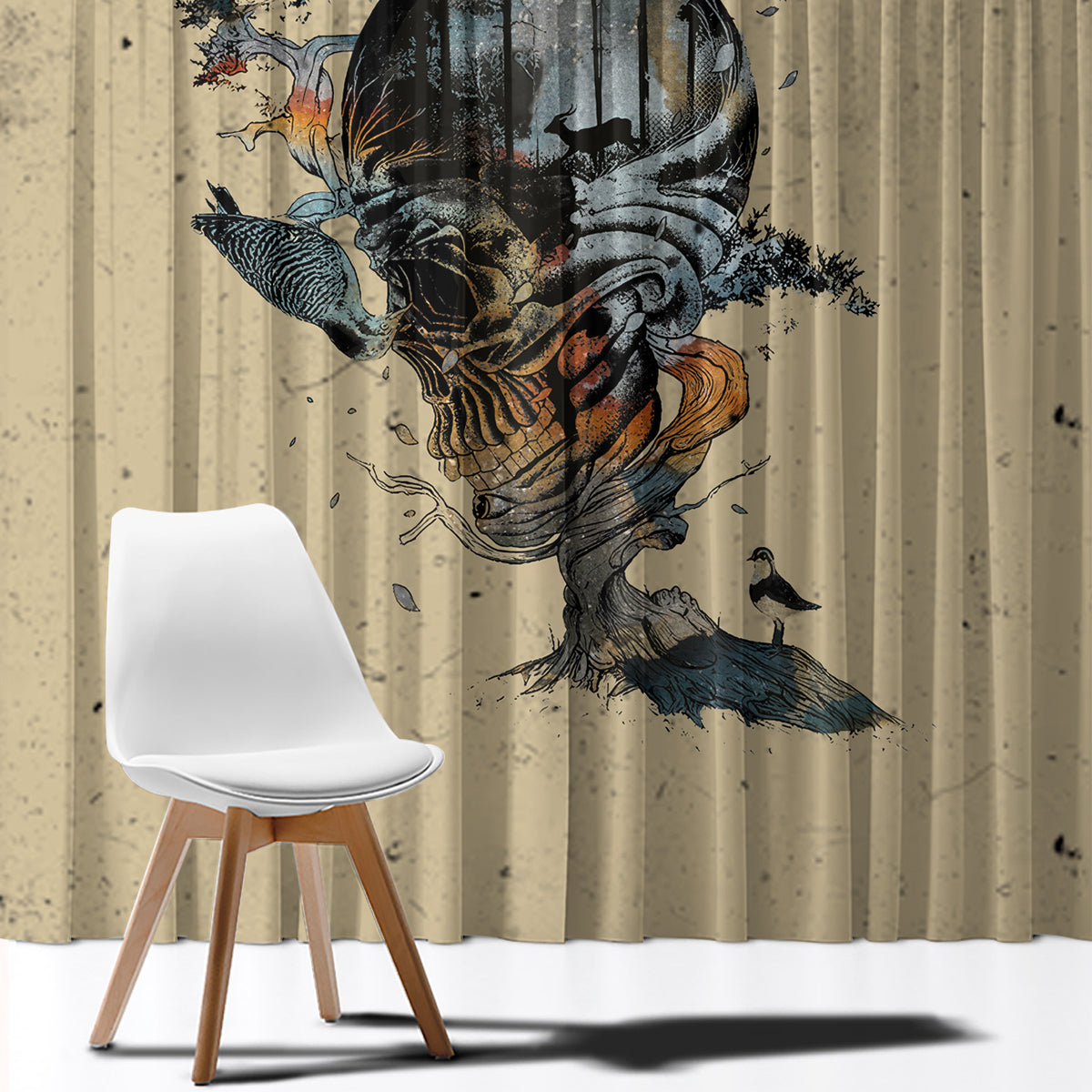 Skull Window Curtain Hello Darkness My Old Friend - Wonder Print Shop