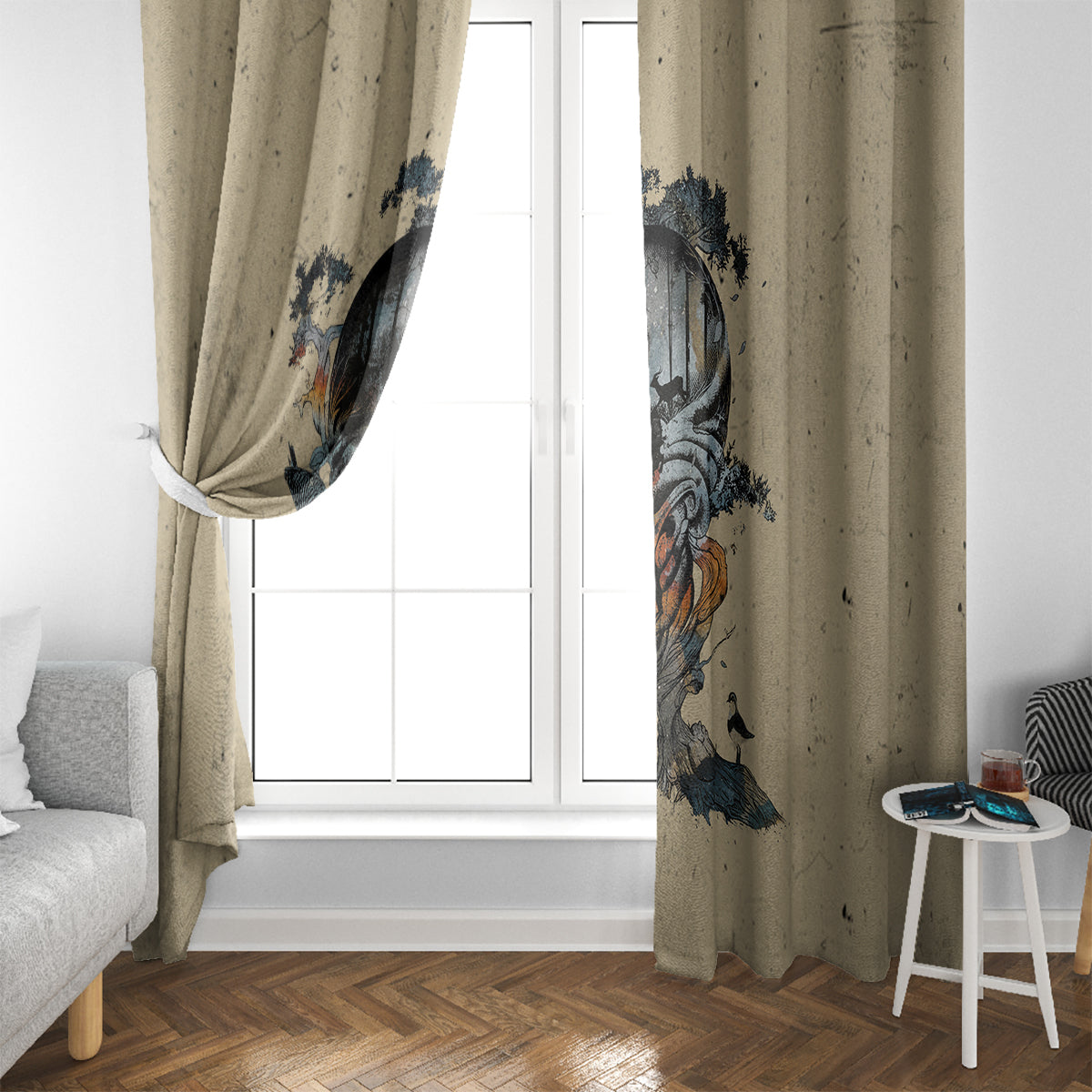 Skull Window Curtain Hello Darkness My Old Friend - Wonder Print Shop