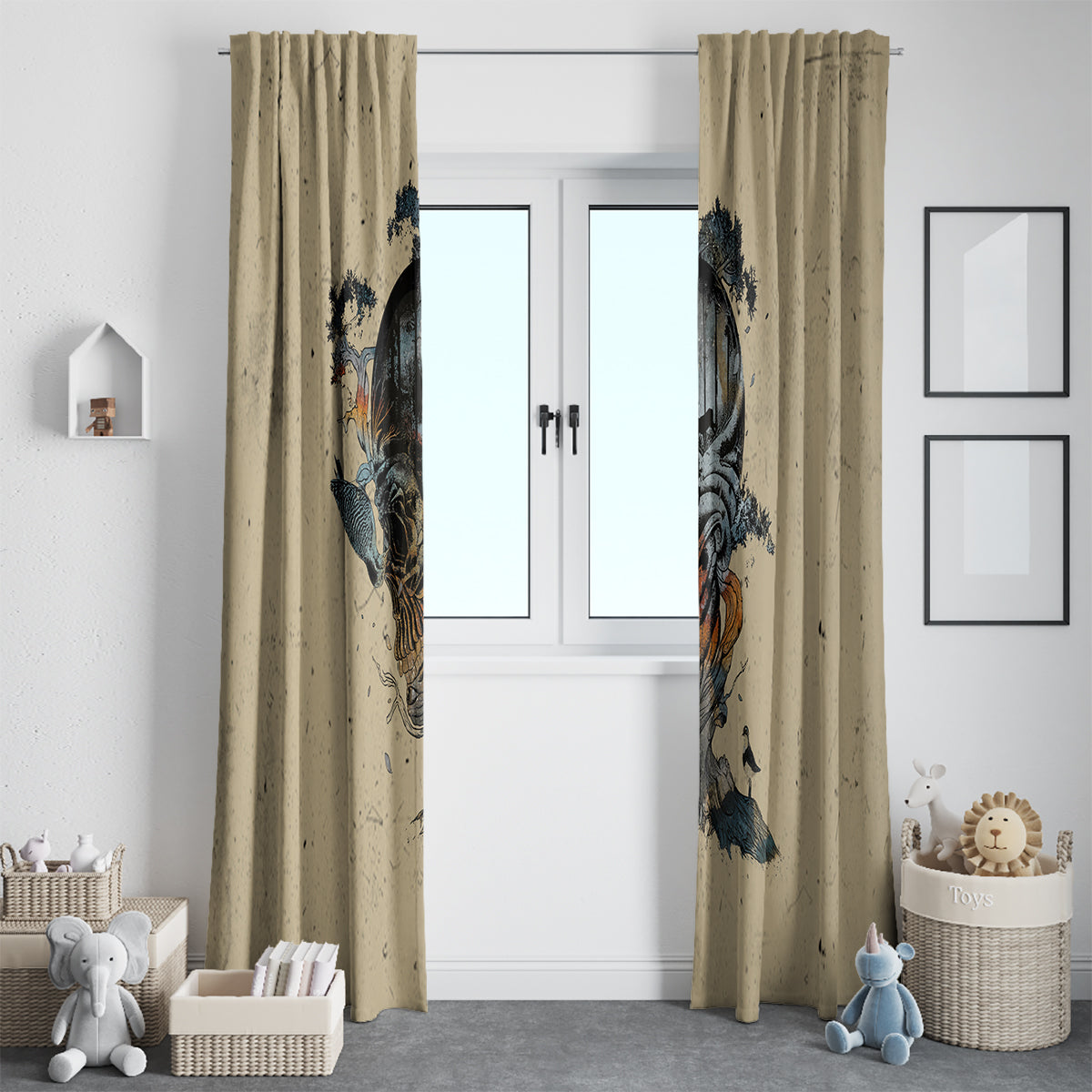 Skull Window Curtain Hello Darkness My Old Friend - Wonder Print Shop