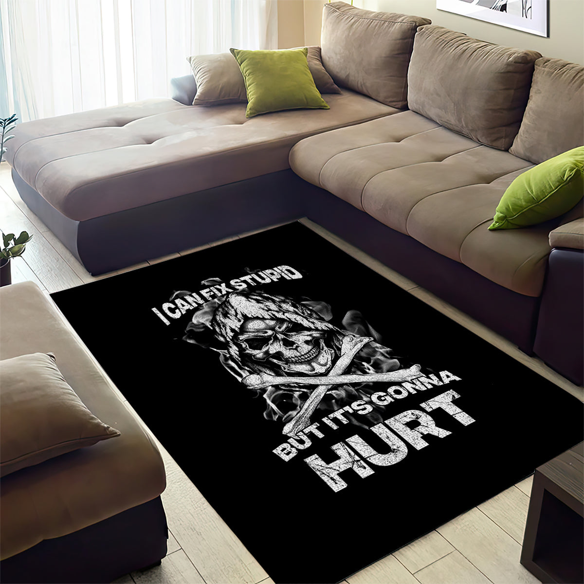 Skull Area Rug I Can Fix Stupid - Wonder Print Shop