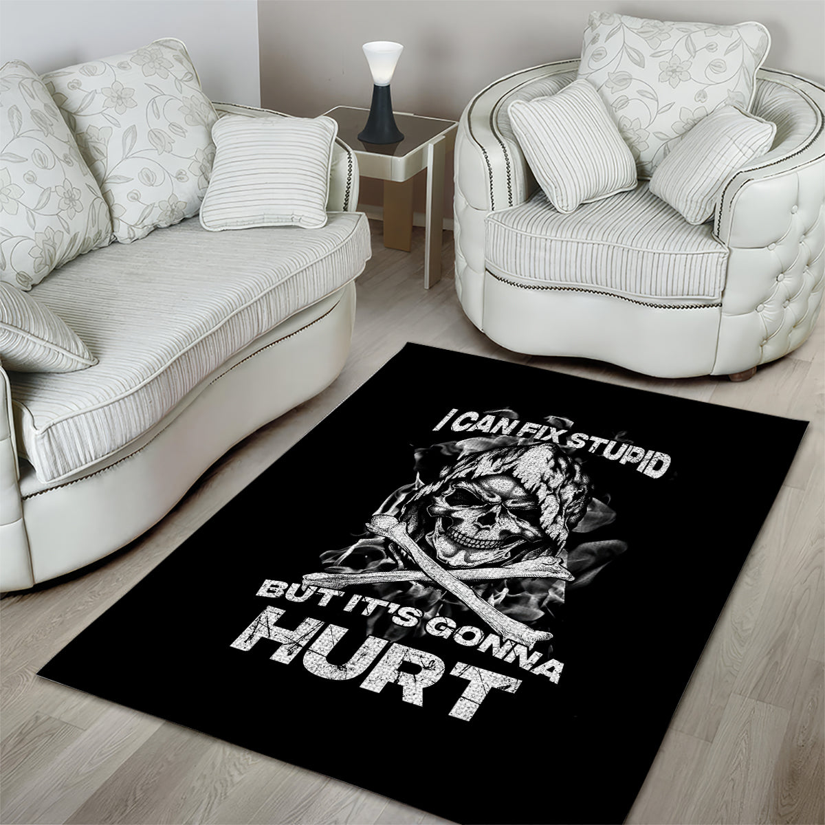 Skull Area Rug I Can Fix Stupid - Wonder Print Shop