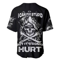 Skull Baseball Jersey I Can Fix Stupid - Wonder Print Shop