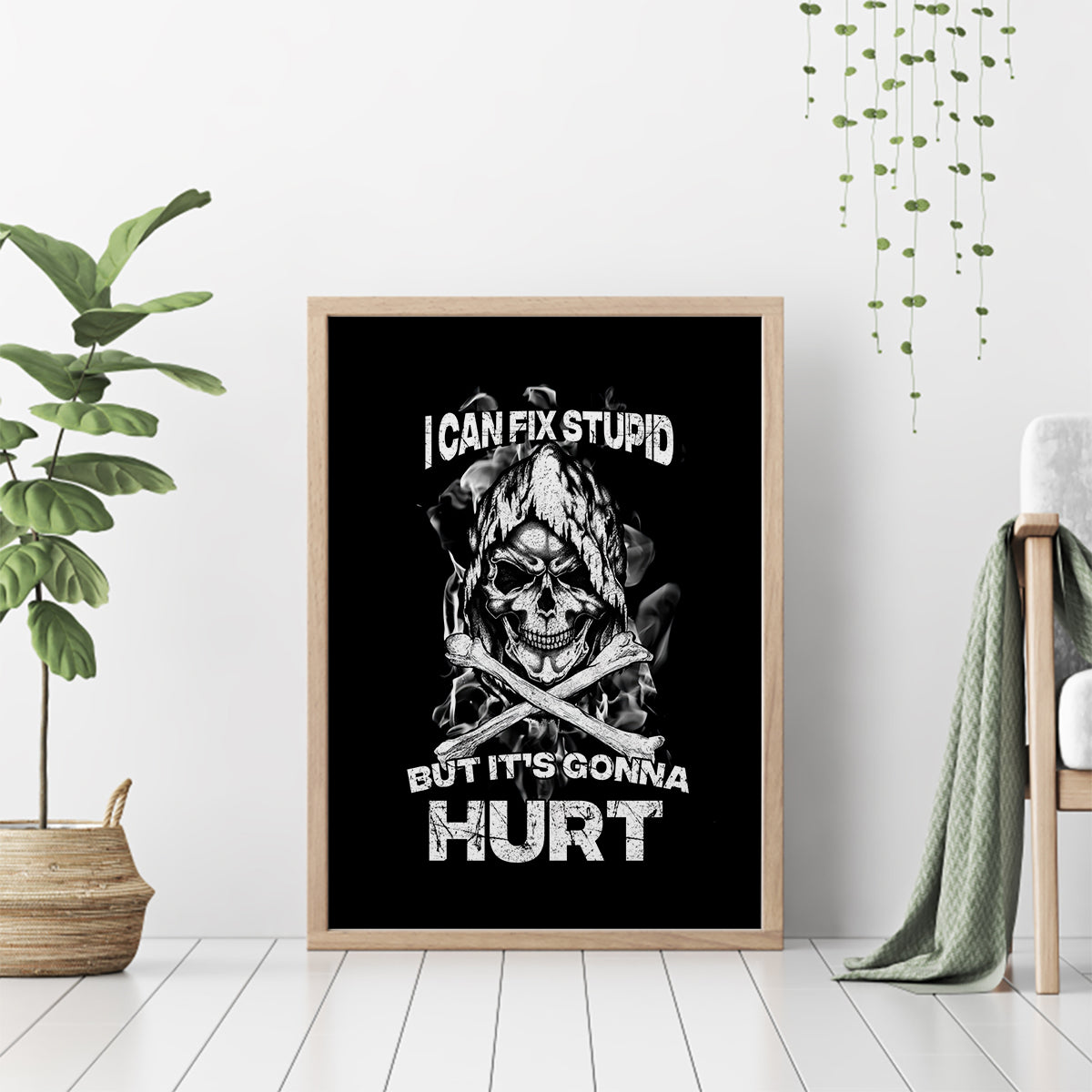 Skull Canvas Wall Art I Can Fix Stupid - Wonder Print Shop
