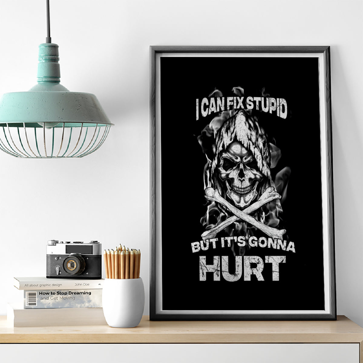 Skull Canvas Wall Art I Can Fix Stupid - Wonder Print Shop